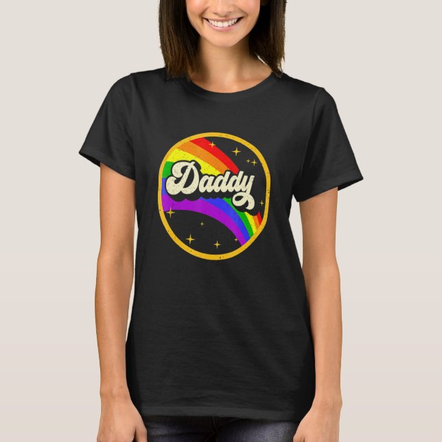 T-shirt Daddy Gay Pride Month LGBTQ Fathers Day Rainbow Fl (Devant)