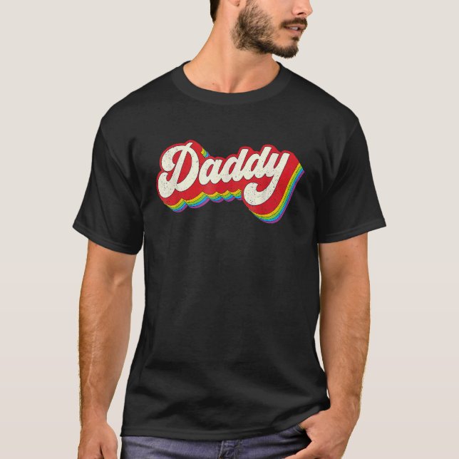 T-shirt Daddy Gay Pride Month LGBTQ Fathers Day Rainbow Fl (Devant)