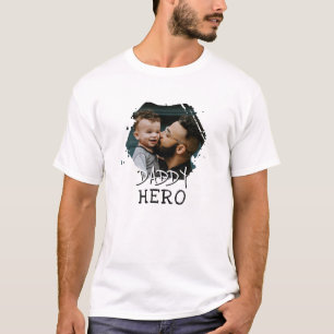 T-shirt Daddy Hero Typographie Papa Photo Keepsaké