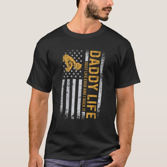 T-shirt Daddy life Protector Hero American Flag Fathers Da (Devant)