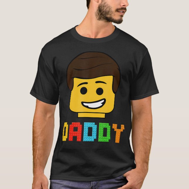 T-shirt Daddy Master Builder Bâtiment Briques Blocs Famill (Devant)