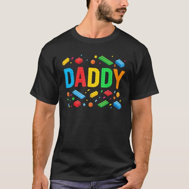 T-shirt Daddy Master Builder Bâtiment Briques Blocs Famill (Devant)