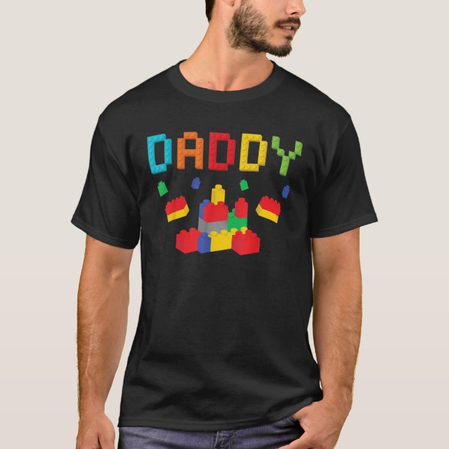 T-shirt Daddy Master Builder Bâtiments Blocs Briques Match (Devant)