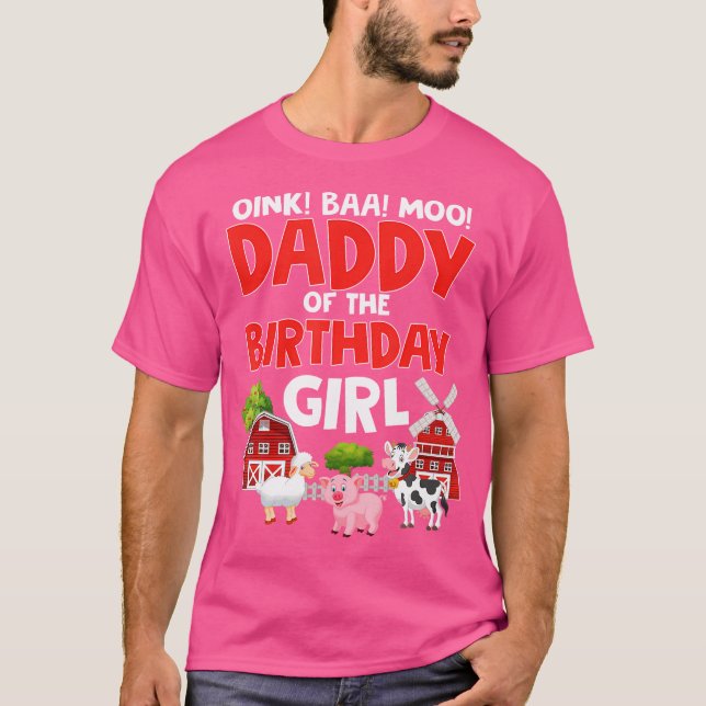T-shirt Daddy Of The Birthday Girl Farm Animals Tractor Pa (Devant)