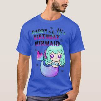 T-shirt Daddy of the birthday mermaid tie dye