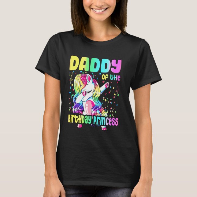 T-shirt Daddy Of The Birthday Princess Dabbing Unicorn Gir (Devant)