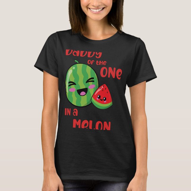 T-shirt Daddy One in a Melon Birthday Watermelon Theme Boy (Devant)