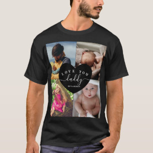T-shirt Daddy Photo Collage Best Papa Texte personnalisé