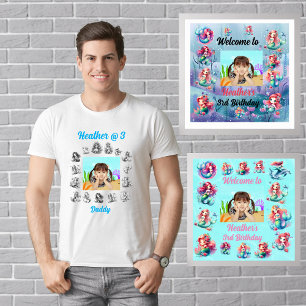 T-shirt Daddy pour enfants Birthday Mermaids Thème
