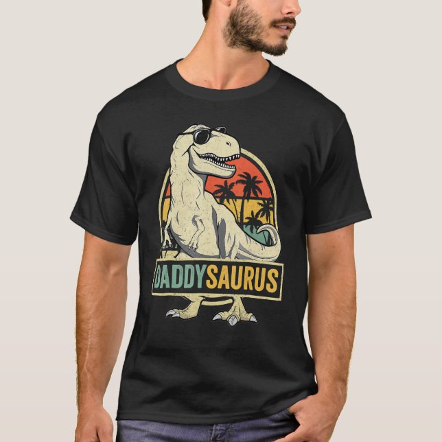 T-shirt Daddy Saurus Rex Dinosaur Hommes Fête des pères Fa (Devant)