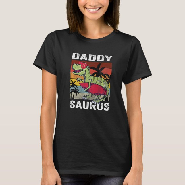 T-shirt Daddy Saurus Sunset Trex Fête des pères Idée (Devant)