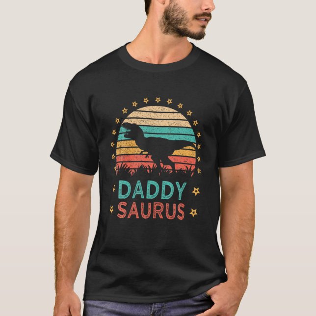 T-shirt Daddy Saurus T Rex Dinosaur Family Matching (Devant)