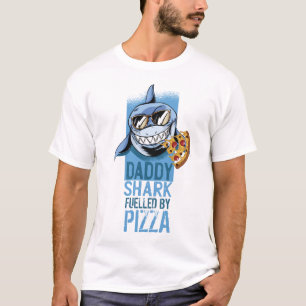 T-shirt DADDY SHARK Alimenté par PIZA - Drôle Tee pour DAD