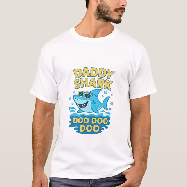 T-shirt Daddy Shark, Doo Doo-Funny & mignonne fête des pèr (Devant)