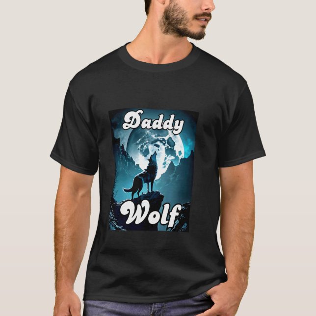 T-shirt Daddy Wolf Matching Tribe Wolves Camping Pack Fath (Devant)