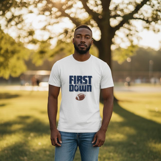 T-shirt Daddy's First Year First Down Football Navy Blue  (Créateur téléchargé)