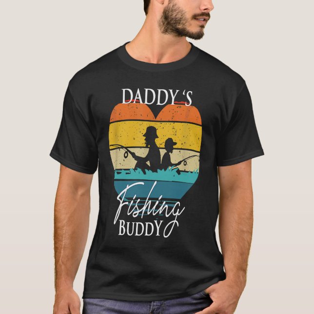 T-shirt Daddy's Fishing Buddy  Retro Dad Son For Fisherman (Devant)