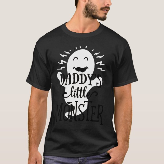 T-shirt Daddy's Little Monster  Halloween  Ghost  Black Le (Devant)