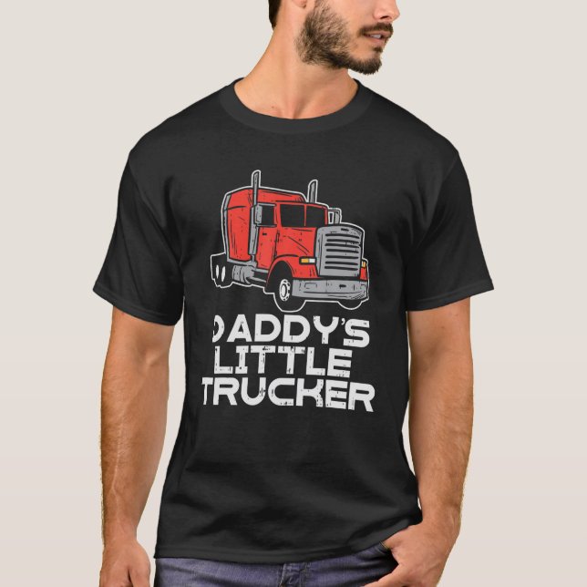 T-shirt Daddys Little Trucker Semi Camion Camion Garçons G (Devant)