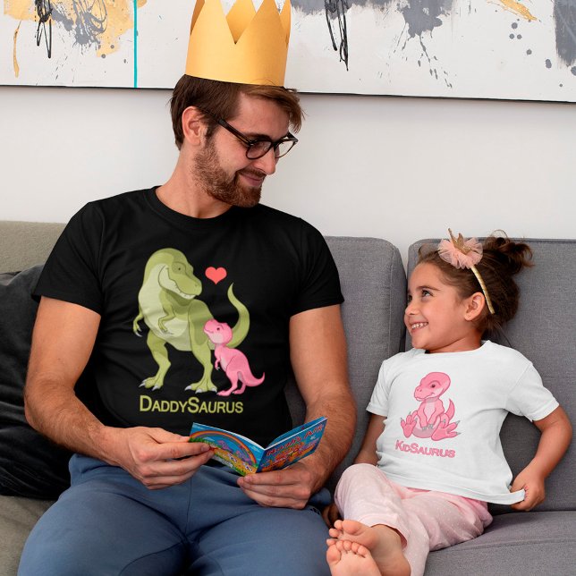 T-shirt DaddySaurus Green T-Rex & Pink Baby Girl Dinosaure (Créateur téléchargé)