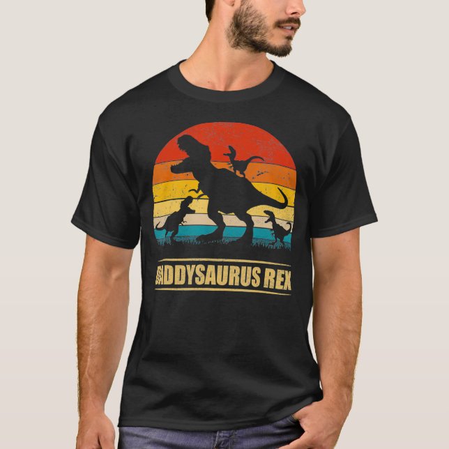 T-shirt Daddysaurus Re 3 enfants (Devant)