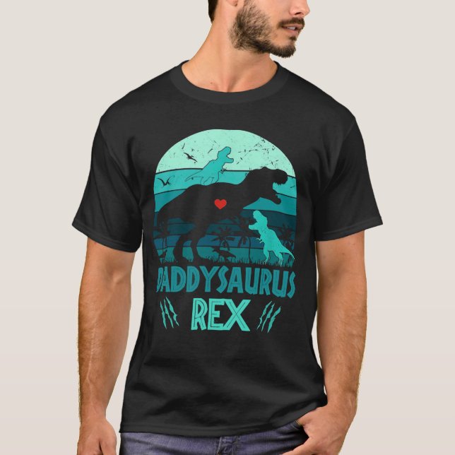 T-shirt Daddysaurus Rex 2 Cadeaux de Fête des pères Vintag (Devant)