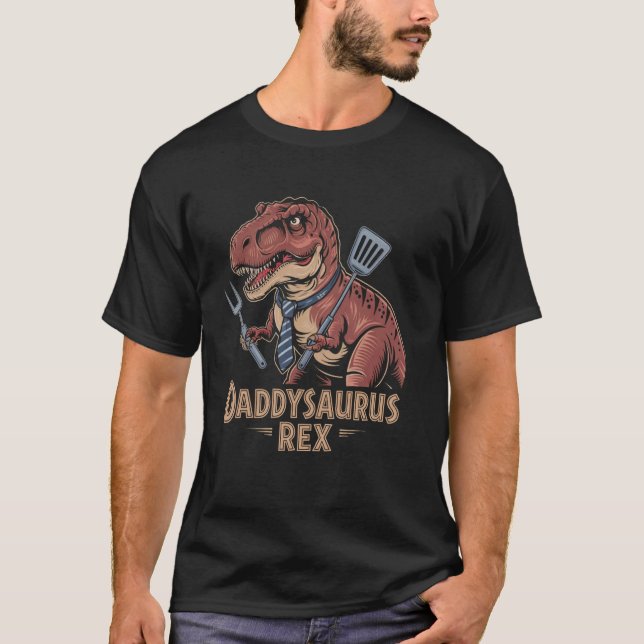 T-shirt Daddysaurus Rex BBQ Dinosaur Cravate et Outils de  (Devant)