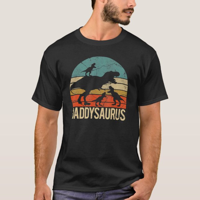 T-shirt Daddysaurus Rex Rainbow Daddy Saurus Family Match (Devant)