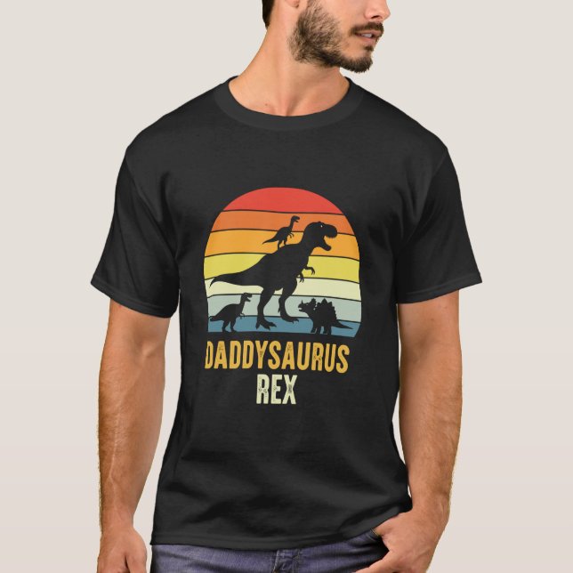 T-shirt Daddysaurus T Rex Dinosaur Daddy Saurus Family Mat (Devant)