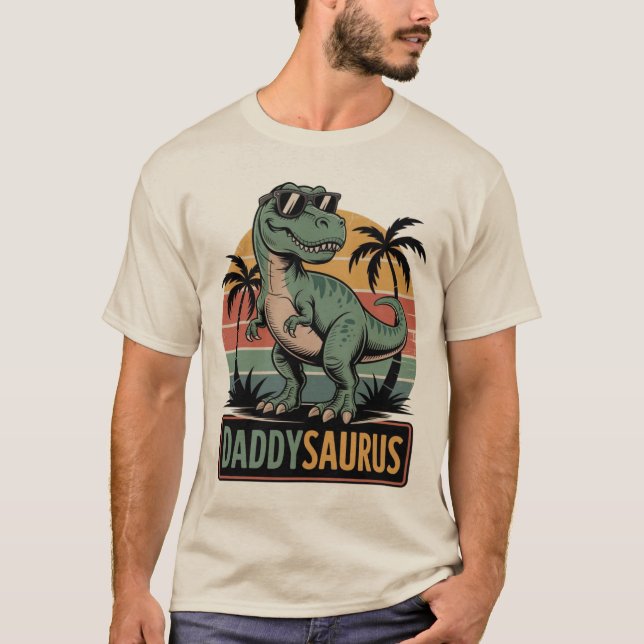 T-shirt Daddysaurus T-Rex - Drôle Retro Papa Dinosaur (Devant)