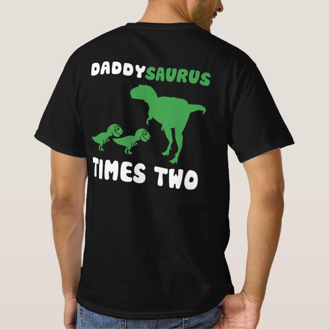 T-shirt DADDYSAURUS TIMES DEUX Twins Fête des pères Dinosa (Dos)