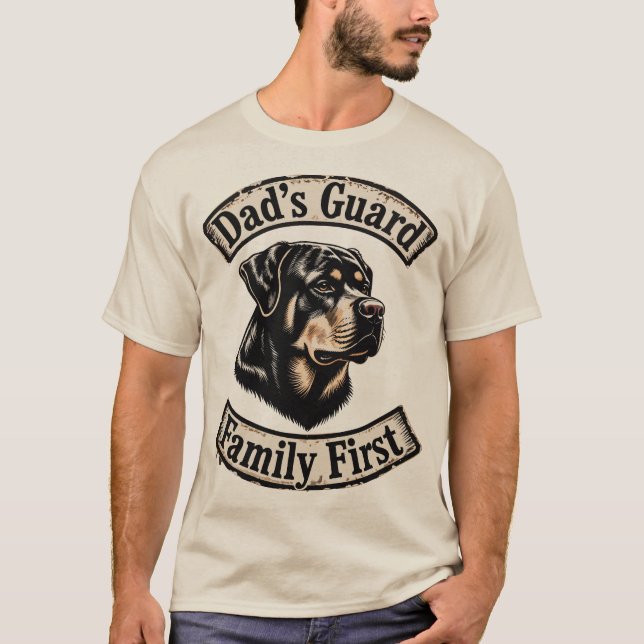 T-shirt Dad's Guard, Family First-Rottweiler (Devant)