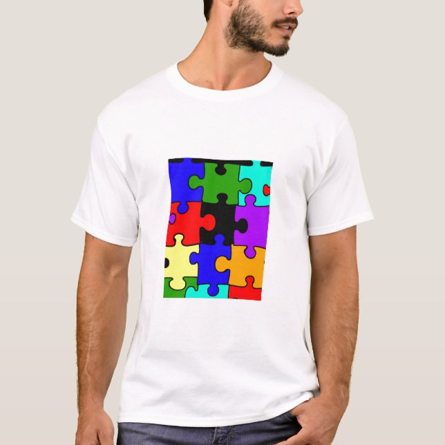 T-shirt d'adulte de morceau de puzzle denteux (Devant)