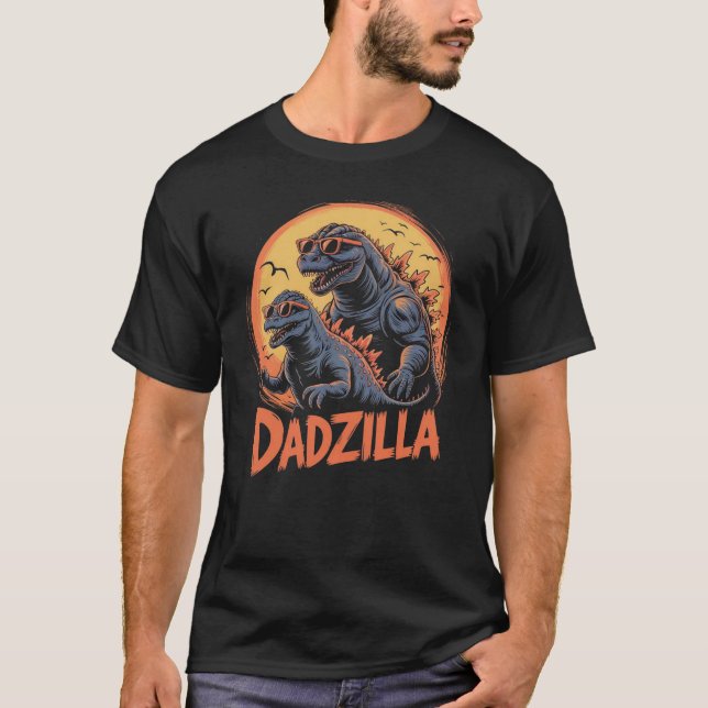 T-shirt Dadzilla père et bébé Dinosaur (Devant)
