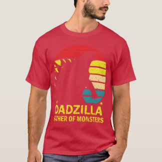 T-shirt Dadzilla Père Ofmonstres Rétro coucher de soleil r