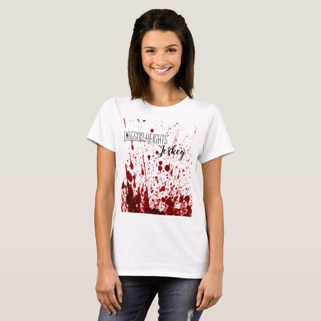 T-shirt d'affaires personnalisé Splatter de sang V (Devant entier)
