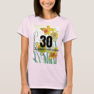 T-shirt Daffodique Fleur Aquarelle Anniversaire Trente Ann