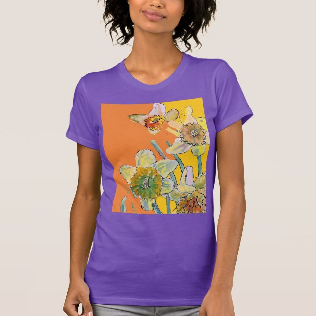 T-shirt Daffodique Jaune Daffodique Floral Aquarelle Flowe (Devant)