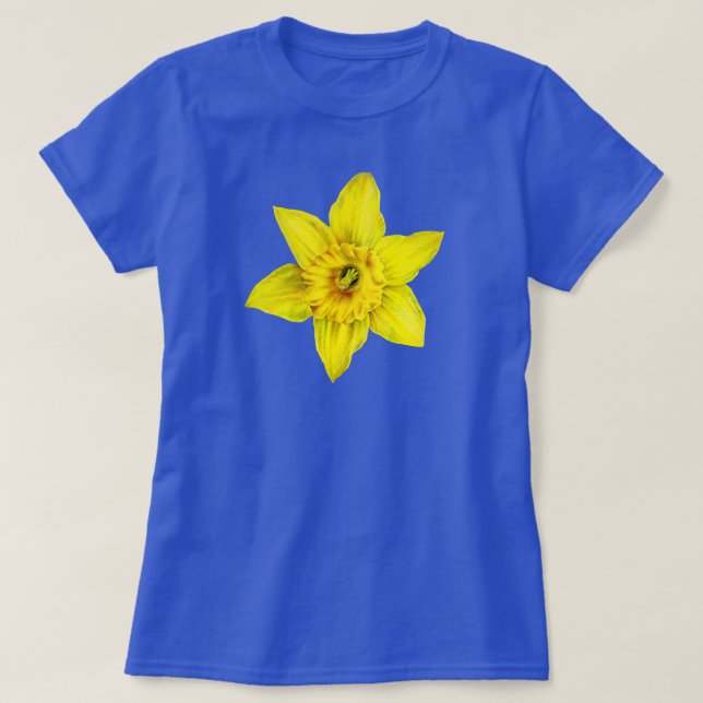 T-shirt Daffodique jaune fleur de printemps aquarelle (Design devant)