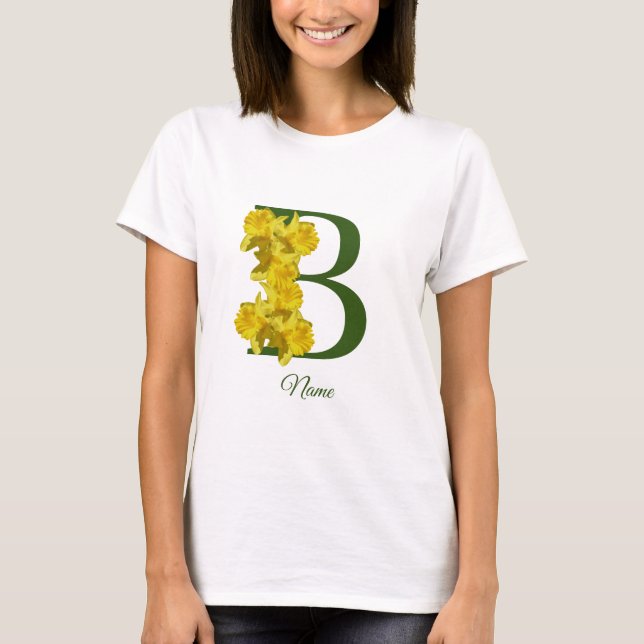 T-shirt Daffodique Monogramme initial B Nom (Devant)