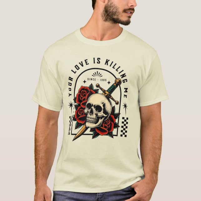 T-shirt Dagger crâne Rose Tee - Amour Blessures (Devant)