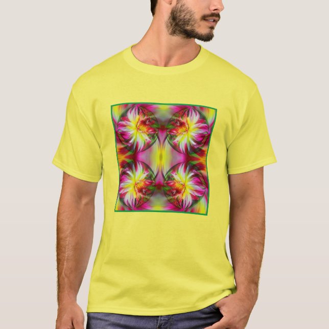 T-shirt Dahlia Fleur Floral Art Abstrait (Devant)