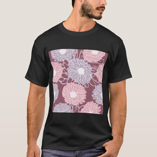 T-shirt Dahlia fleurs sans couture motif lancer oreiller (Devant)
