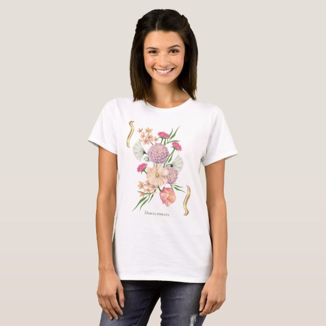 T-shirt Dahlia Floral Design – Elegant (Devant entier)