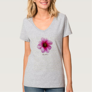 T-shirt Dahlia rose de fleur avec le texte toutes les