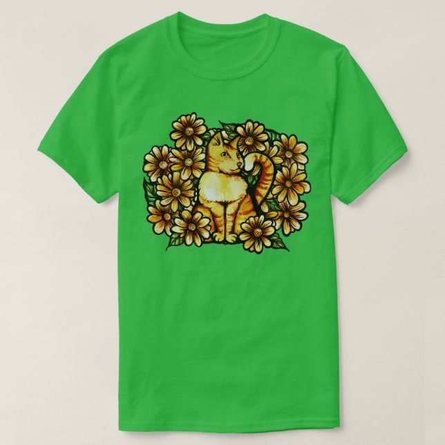 T-shirt Daisées d'été Orange Cat (Design devant)
