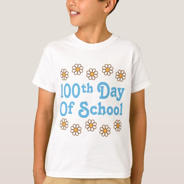 T-shirt Daisies 100e Jour De L'École Enseignant Cadeau (Devant)