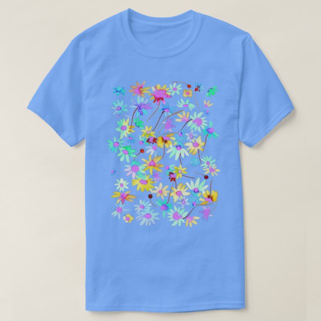 T-shirt Daisies Printemps Campagne Neon (Design devant)