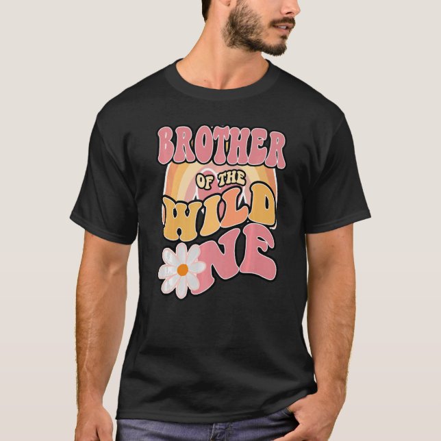T-shirt Daisy Anniversaire Frère Wild One Boho 1er Anniver (Devant)