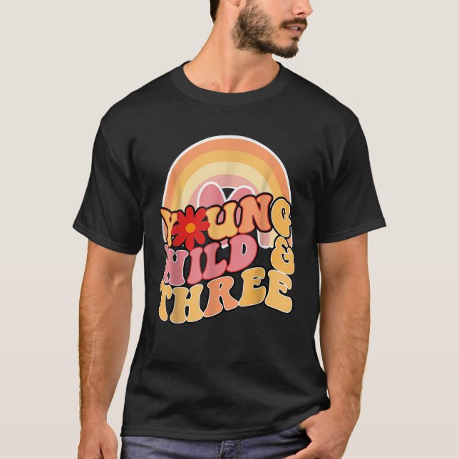 T-shirt Daisy Anniversaire Young Wild 3 Boho 3e anniversai (Devant)